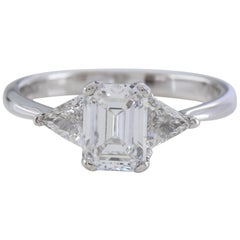 GIA Emerald Cut Three-Stone 1.28 Carat D VS2