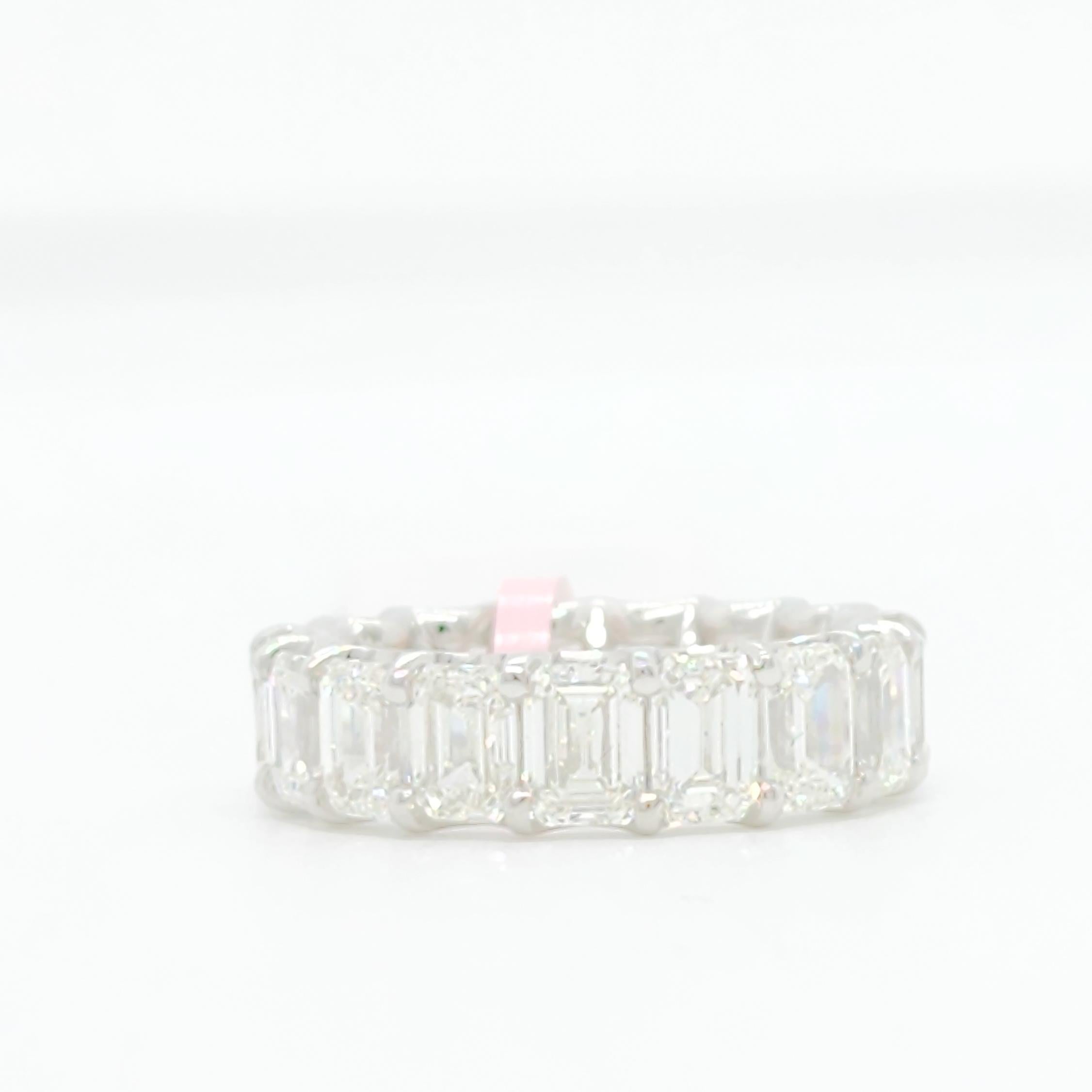GIA Emerald Diamond Eternity Band in 18k White Gold For Sale at 1stDibs