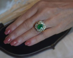 GIA Emerald Diamond Ring Vintage 18K Certified Natural Fine VS Huge 7.54 Carats!