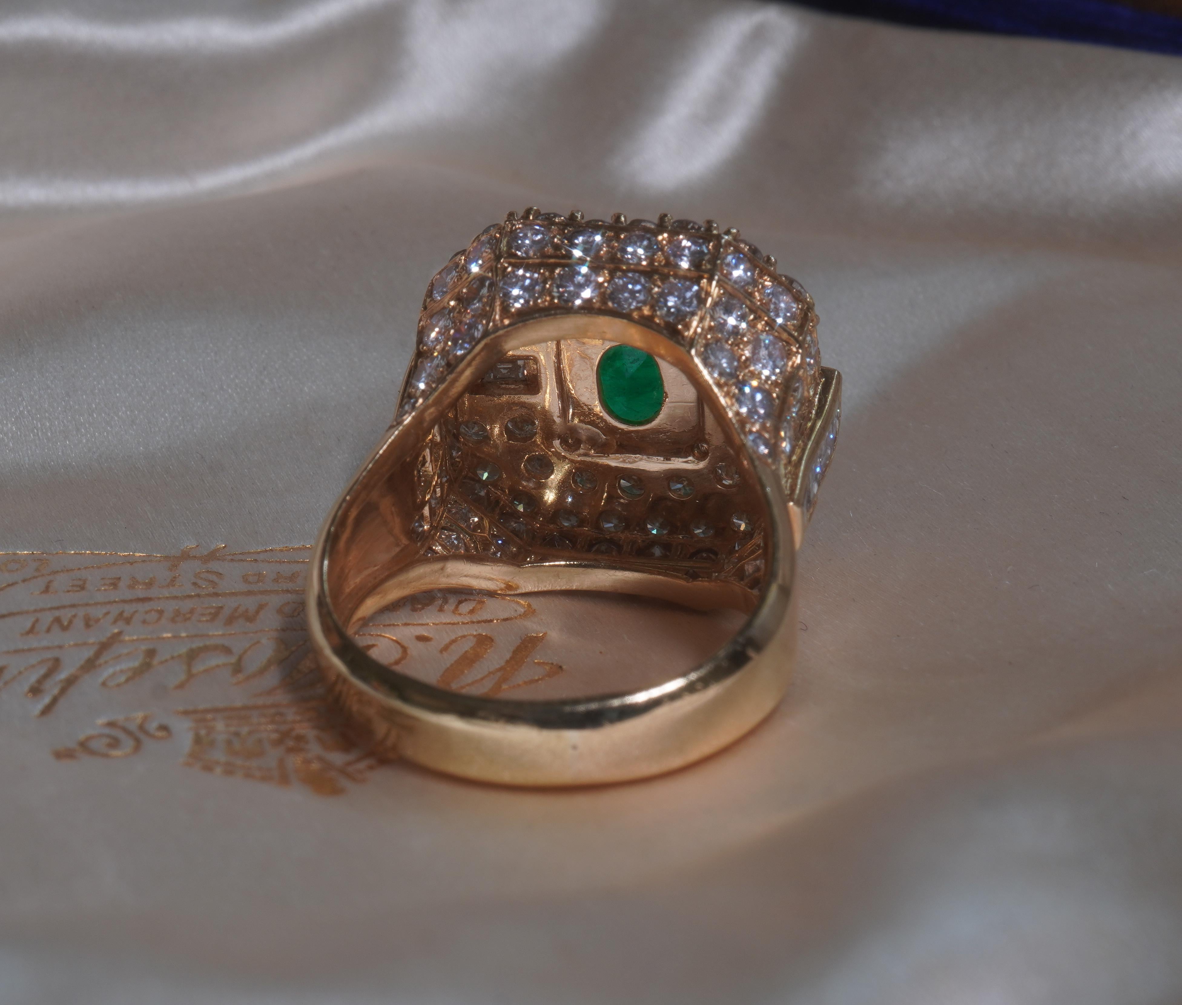 GIA Emerald Diamond Ring Vintage 18K Certified Natural Fine VS Huge 7.54 Carats! In Good Condition For Sale In Sylvania, GA
