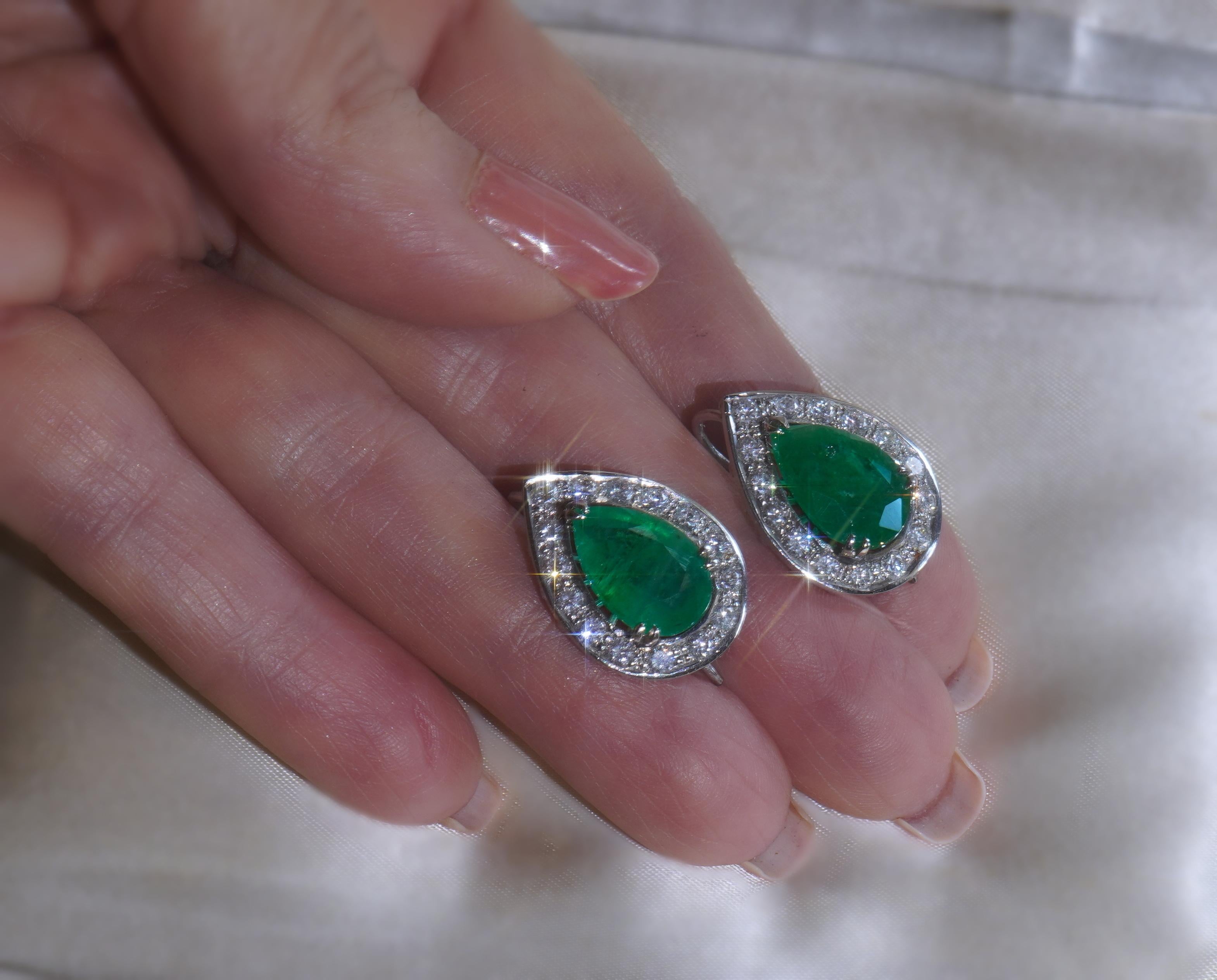 Art Deco GIA Emerald Platinum Earrings Diamond Vintage Certified Natural Fine 10.42 Cts!