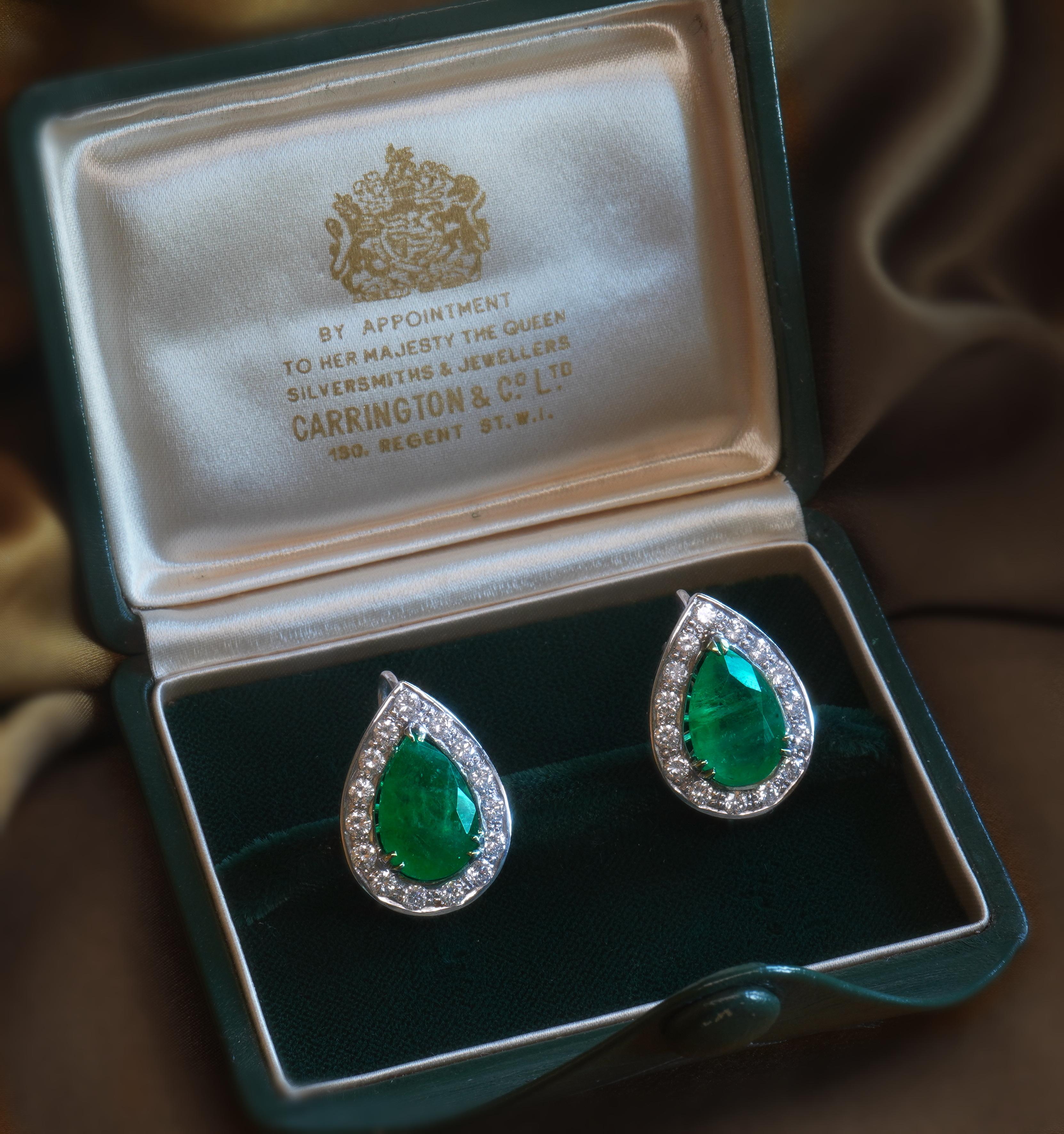 GIA Emerald Platinum Earrings Diamond Vintage Certified Natural Fine 10.42 Cts! 4