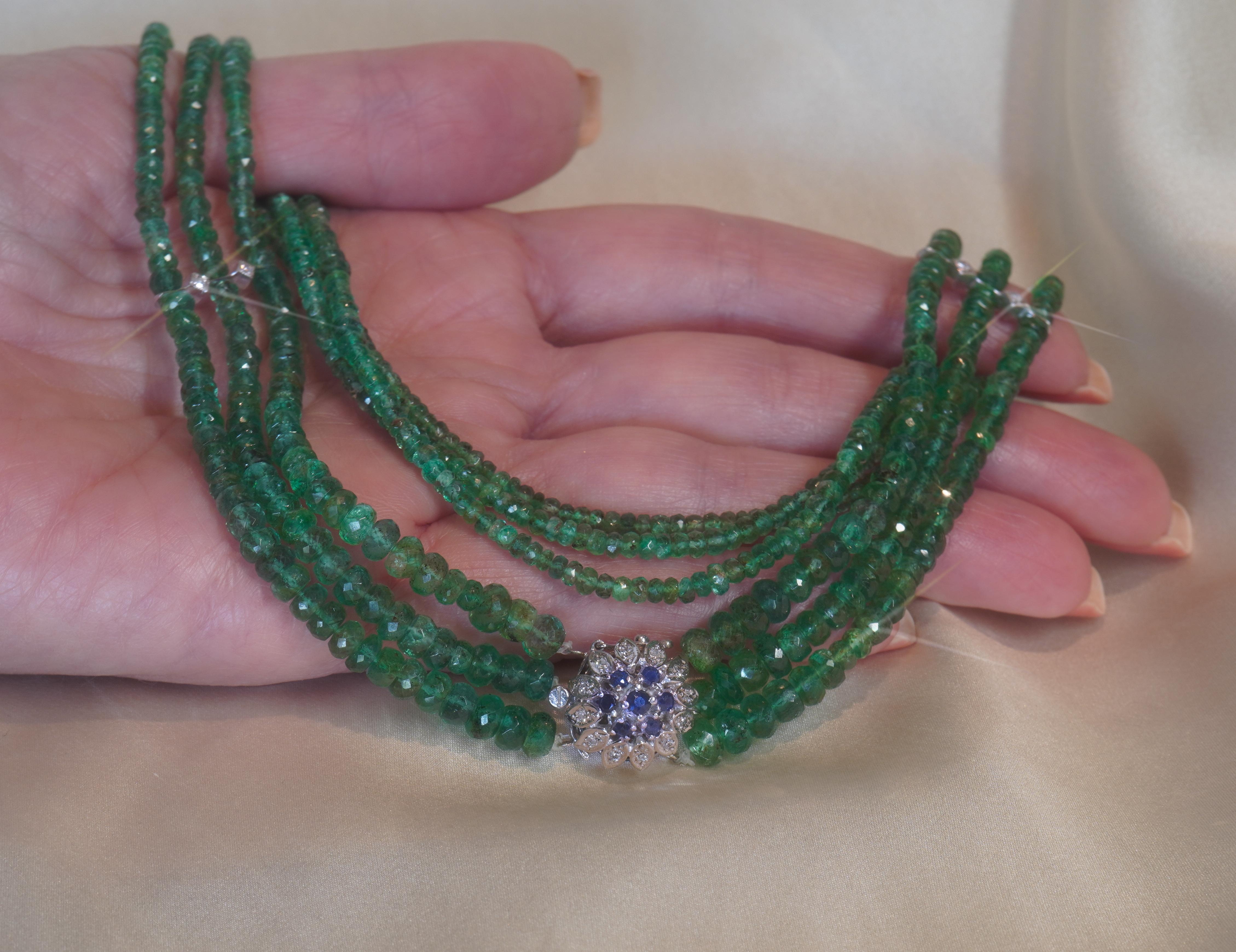 Victorian GIA Emerald Sapphire Necklace Diamond 14K Vintage Natural Huge 145.86 Carats!