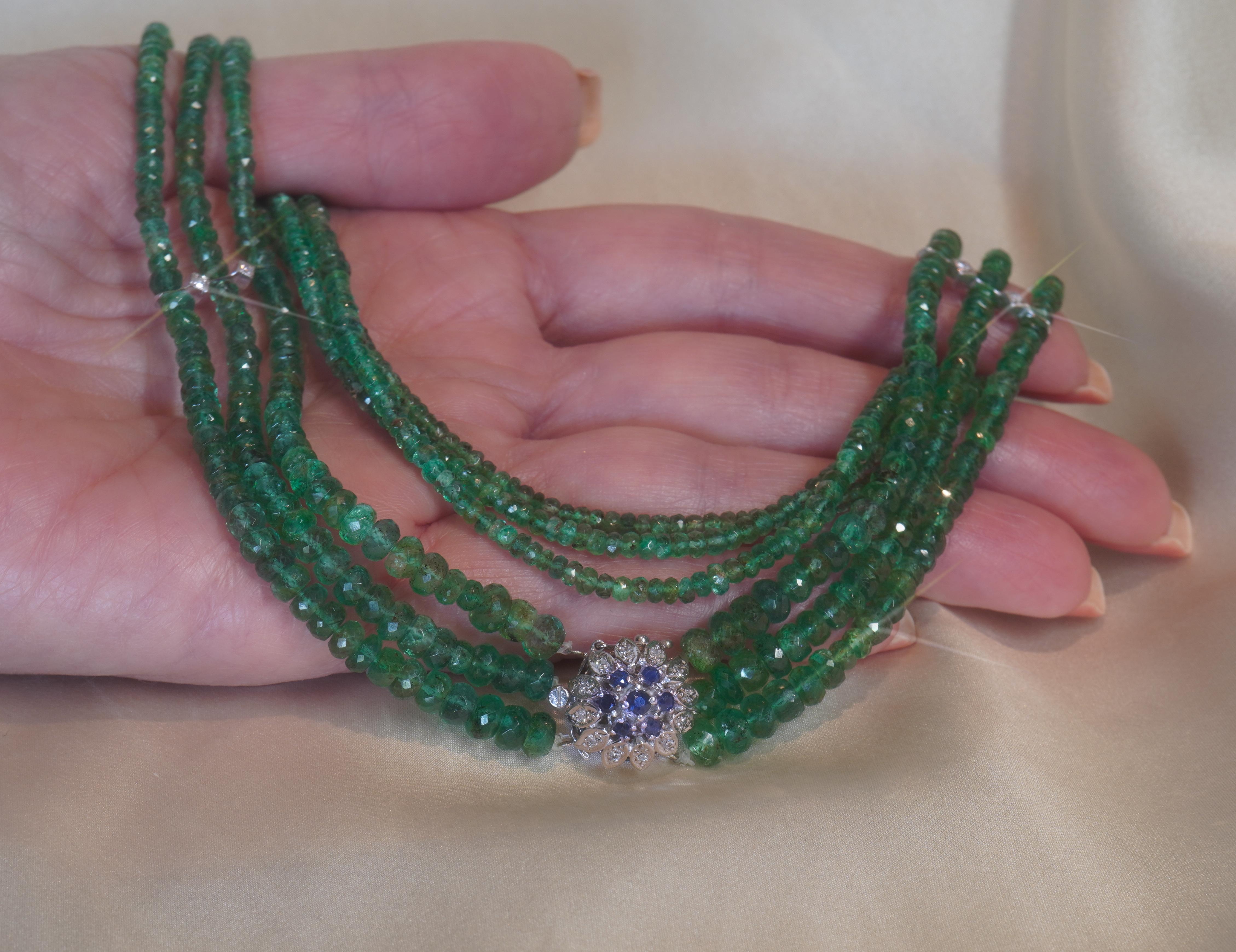 Victorian GIA Emerald Sapphire Necklace Diamond 14K Vintage Natural Huge 145.86 Carats! For Sale