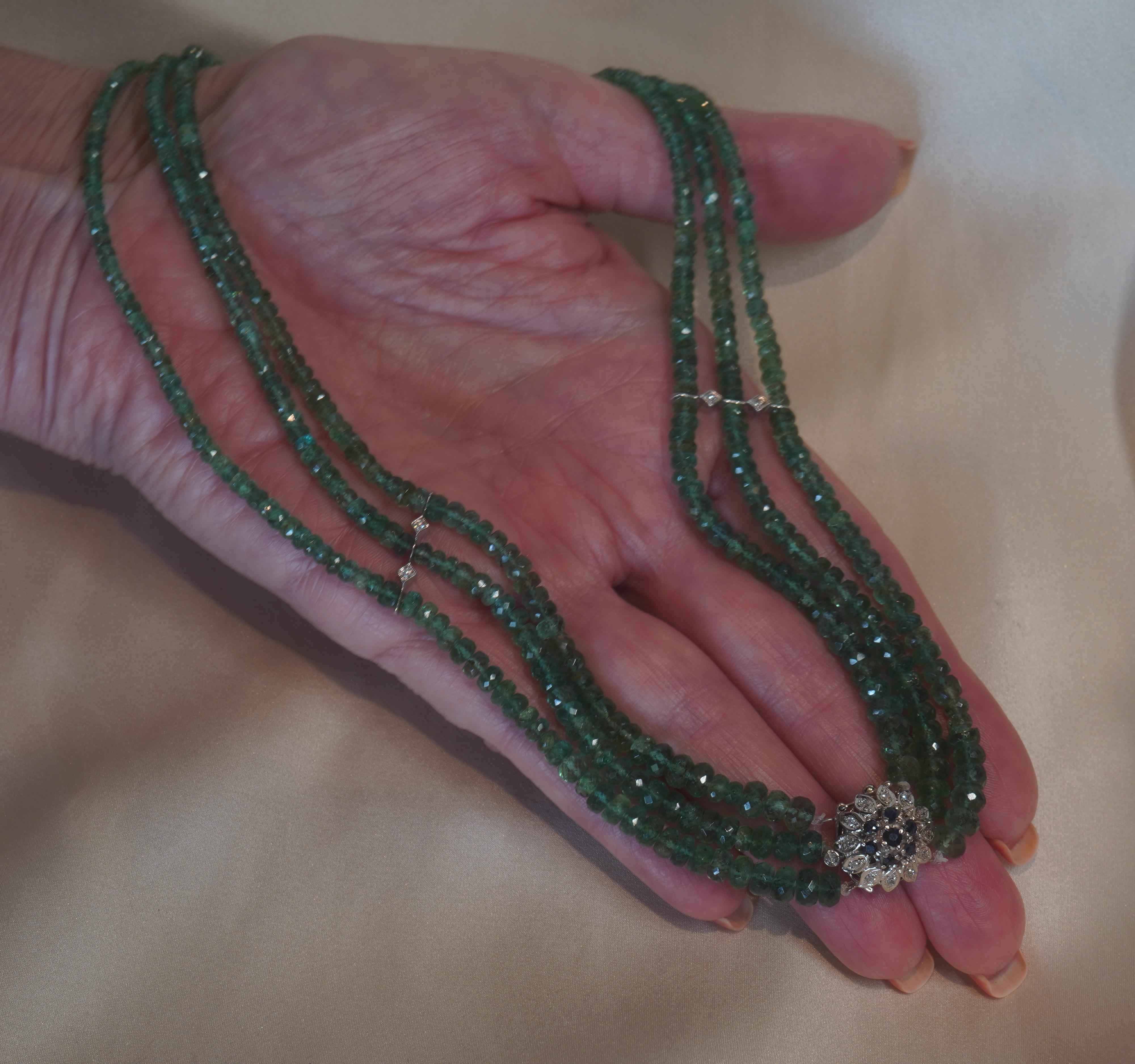 GIA Emerald Sapphire Necklace Diamond 14K Vintage Natural Huge 145.86 Carats! For Sale 2