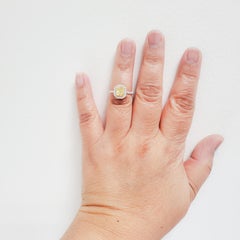 GIA Estate Fancy Intense Yellow Diamond Radiant and White Diamond Ring