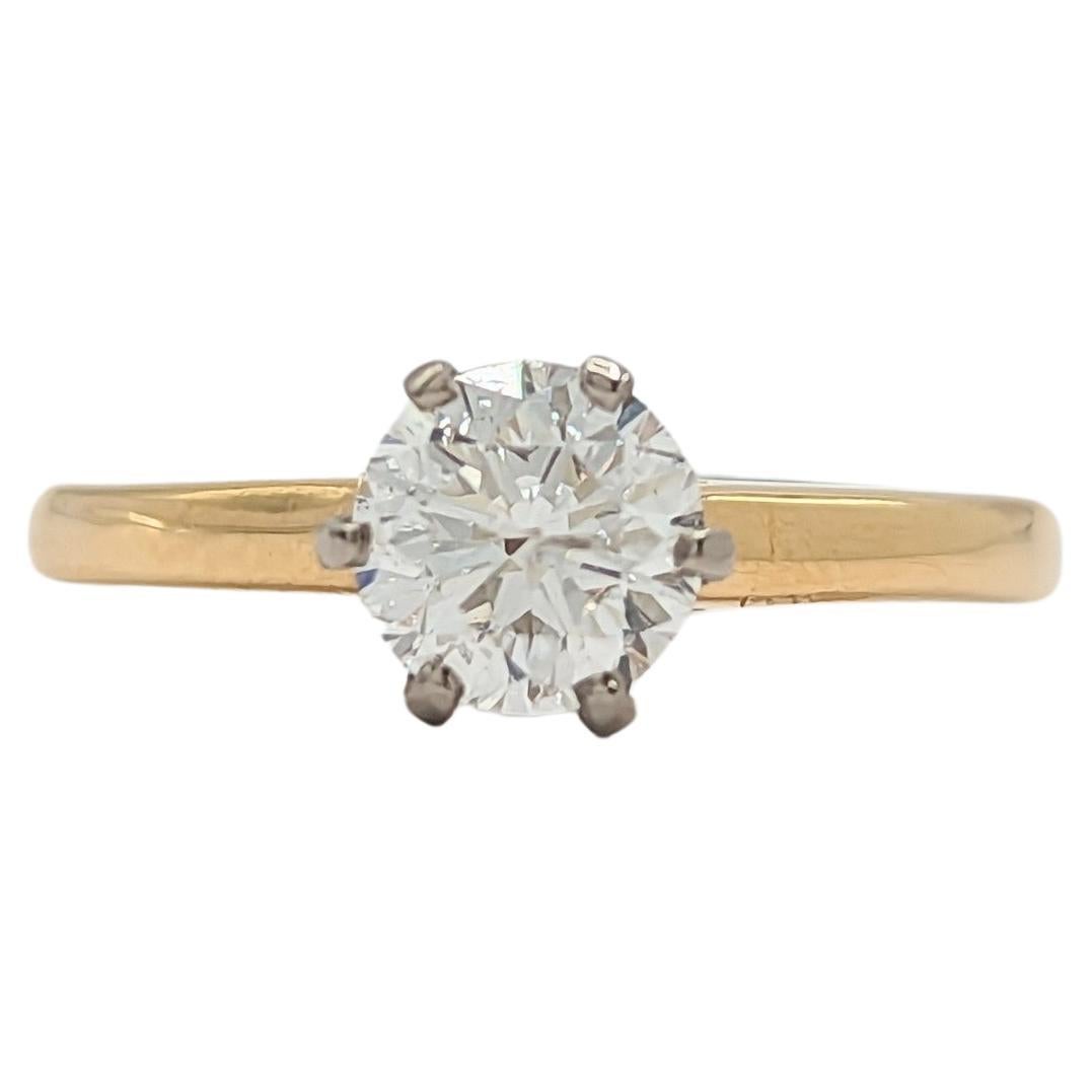 GIA Estate Jabel White Diamond Solitaire Ring in 18K Yellow Gold