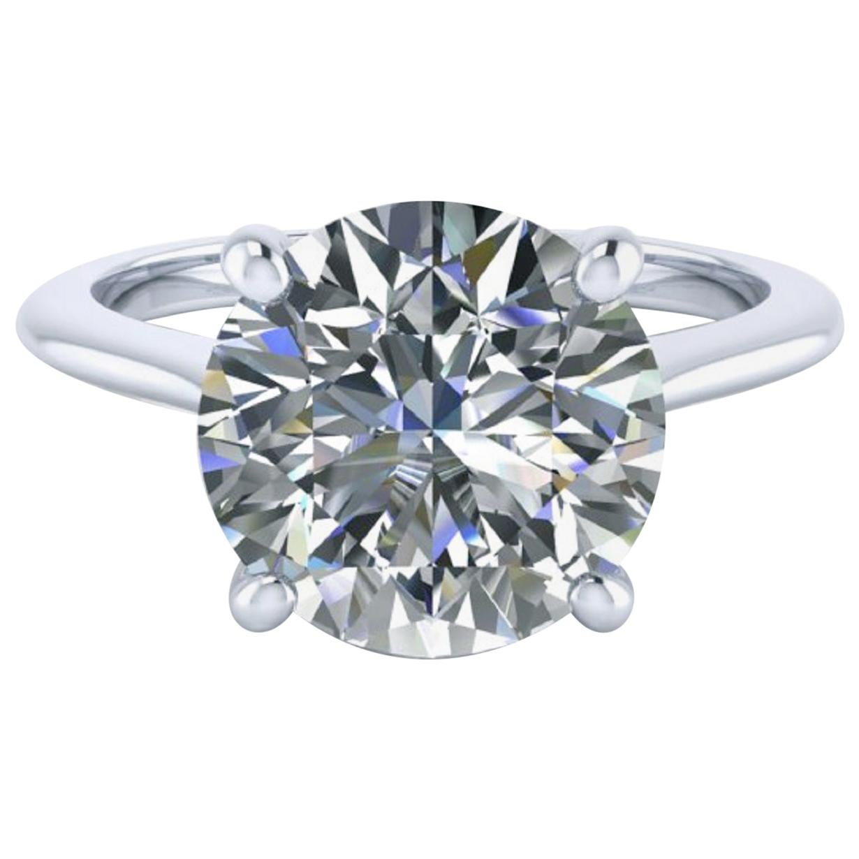 GIA 2.50 Carat Round Brilliant Cut Diamond Ring I Color VVS2 Clarity