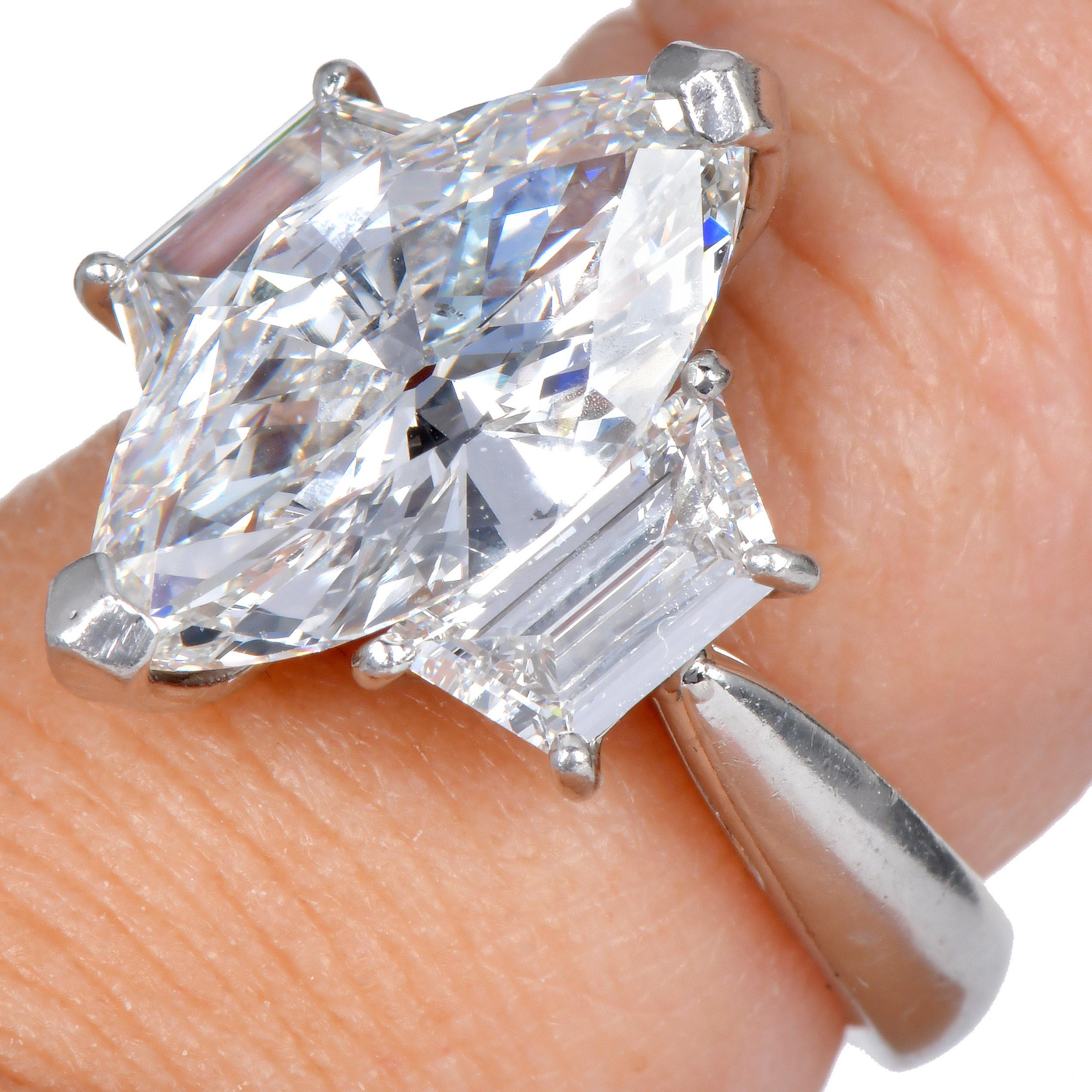 GIA F VS2 4,00 cts Anillo de compromiso de diamantes marquesa en platino en venta 1