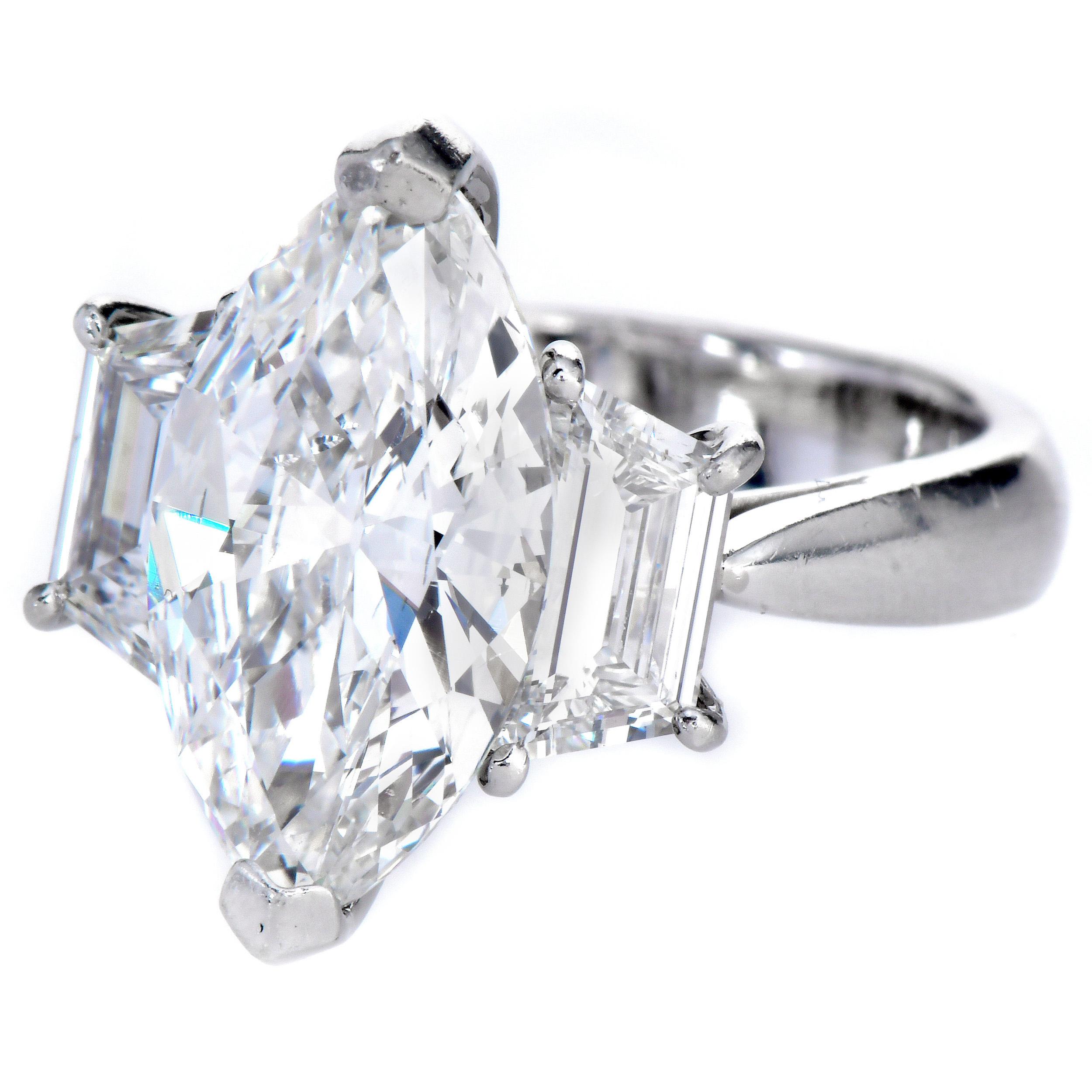 GIA F VS2 4,00 cts Anillo de compromiso de diamantes marquesa en platino en venta 4