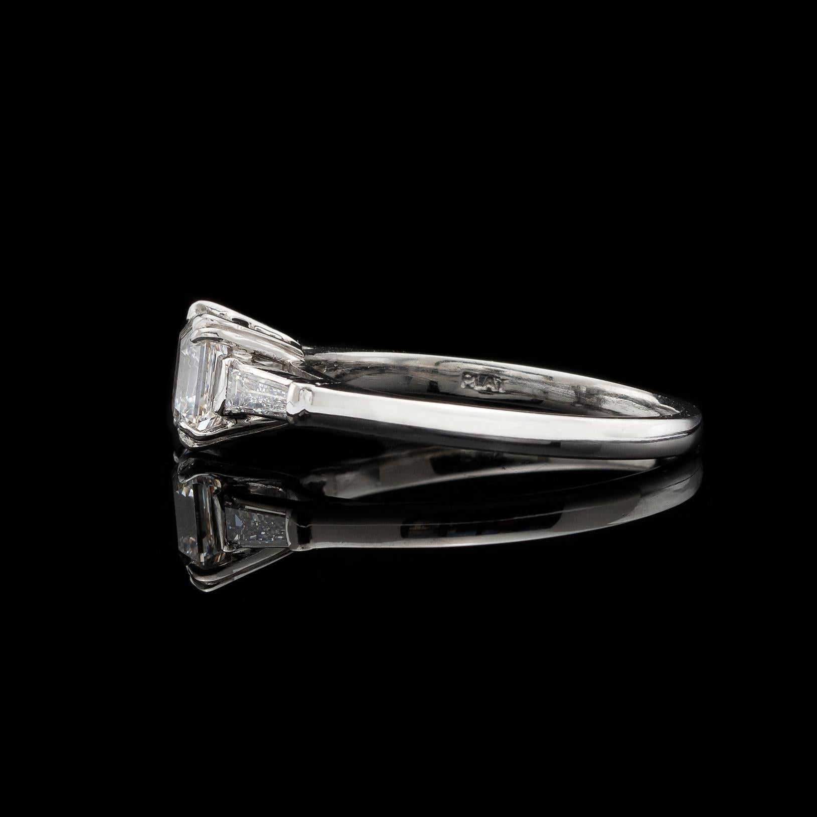 Asscher Cut GIA F/VS2 Asscher-Cut Diamond and Platinum Ring