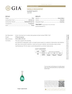 GIA F1/Minor 1.54ct Top Quality Colombia Emerald Pendant in Platinum
