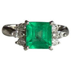 GIA F1/Minor 1.59ct Colombian Emerald Ring, Clarity Enhanced F1