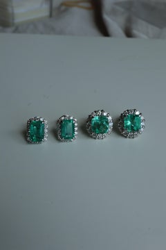 Pendientes GIA F2/Moderado 2.22ct Esmeralda Colombiana Natural