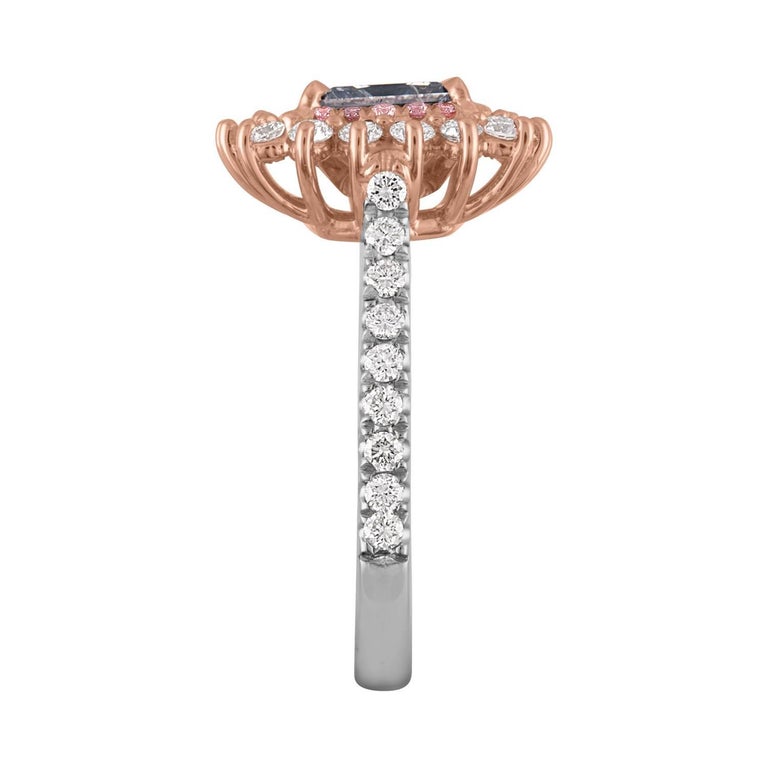 GIA Fancy Blue Gray Certified 1.23 Carat Princess Cut Diamond Ring For ...