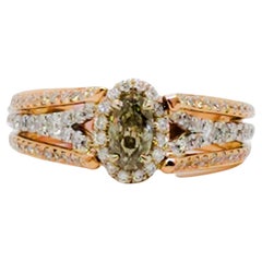 GIA Fancy bräunlich grünlich gelb Diamant Ring in 14K 2 Ton Gold