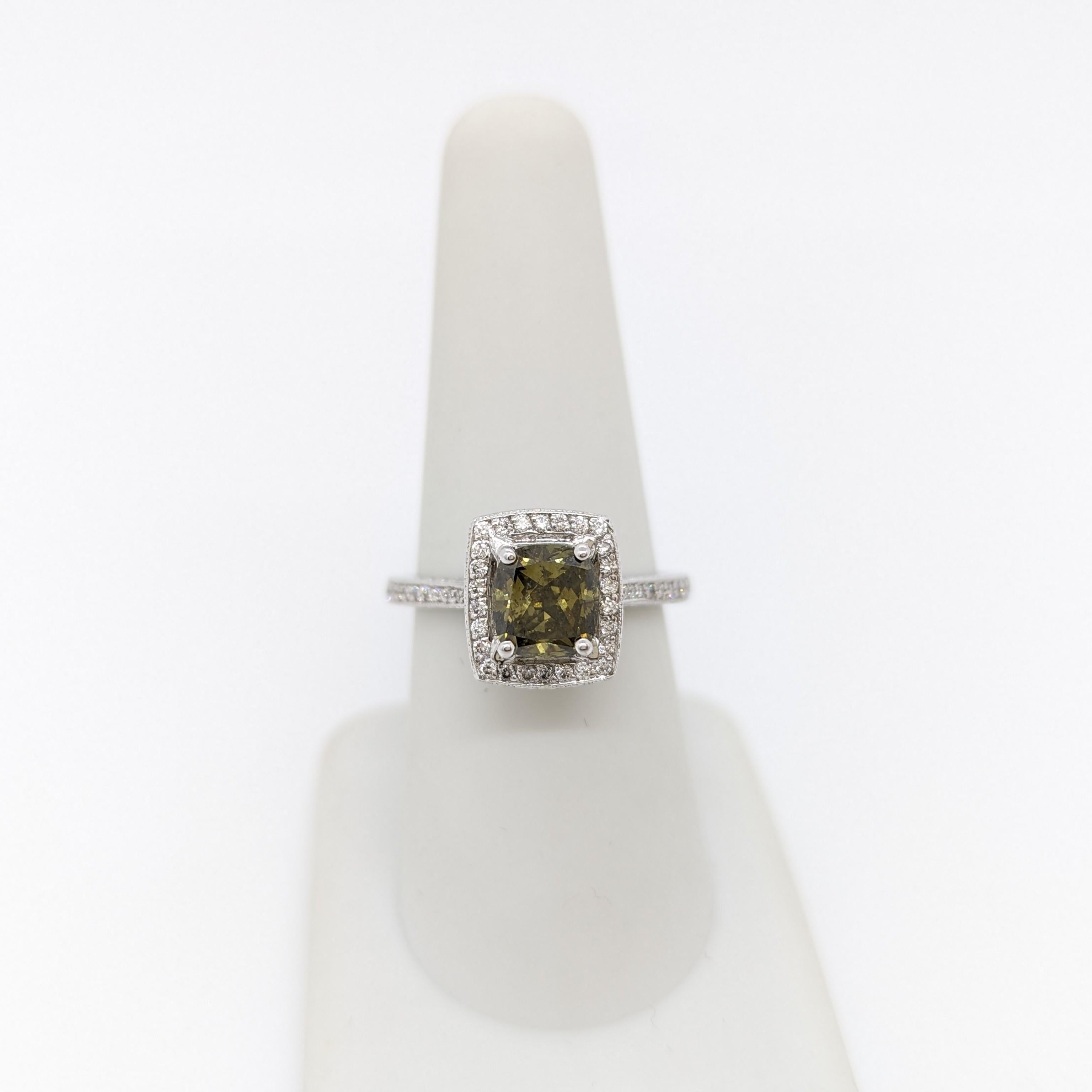 GIA Fancy Dark Brown Greenish Yellow Chameleon Diamond Ring in 14k In New Condition For Sale In Los Angeles, CA
