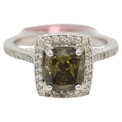 GIA Fancy Dark Brown Greenish Yellow Chameleon Diamond Ring in 14k