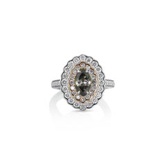 GIA Fancy Dark Grey Diamond Pink Diamond White Diamond Gold Ring