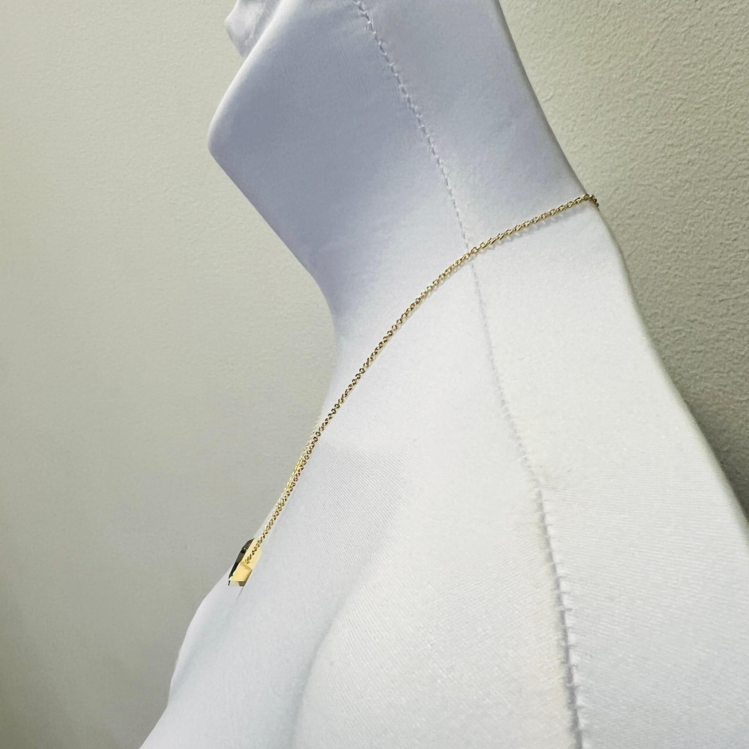 GIA Fancy Deep Brownish Greenish Yellow Shield Cut Diamond Necklace in 18K Gold In New Condition For Sale In Los Angeles, CA