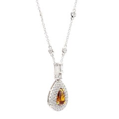GIA Fancy Deep Brownish Yellowish Orange Pear Diamond 1.95 CTS Gold Necklace