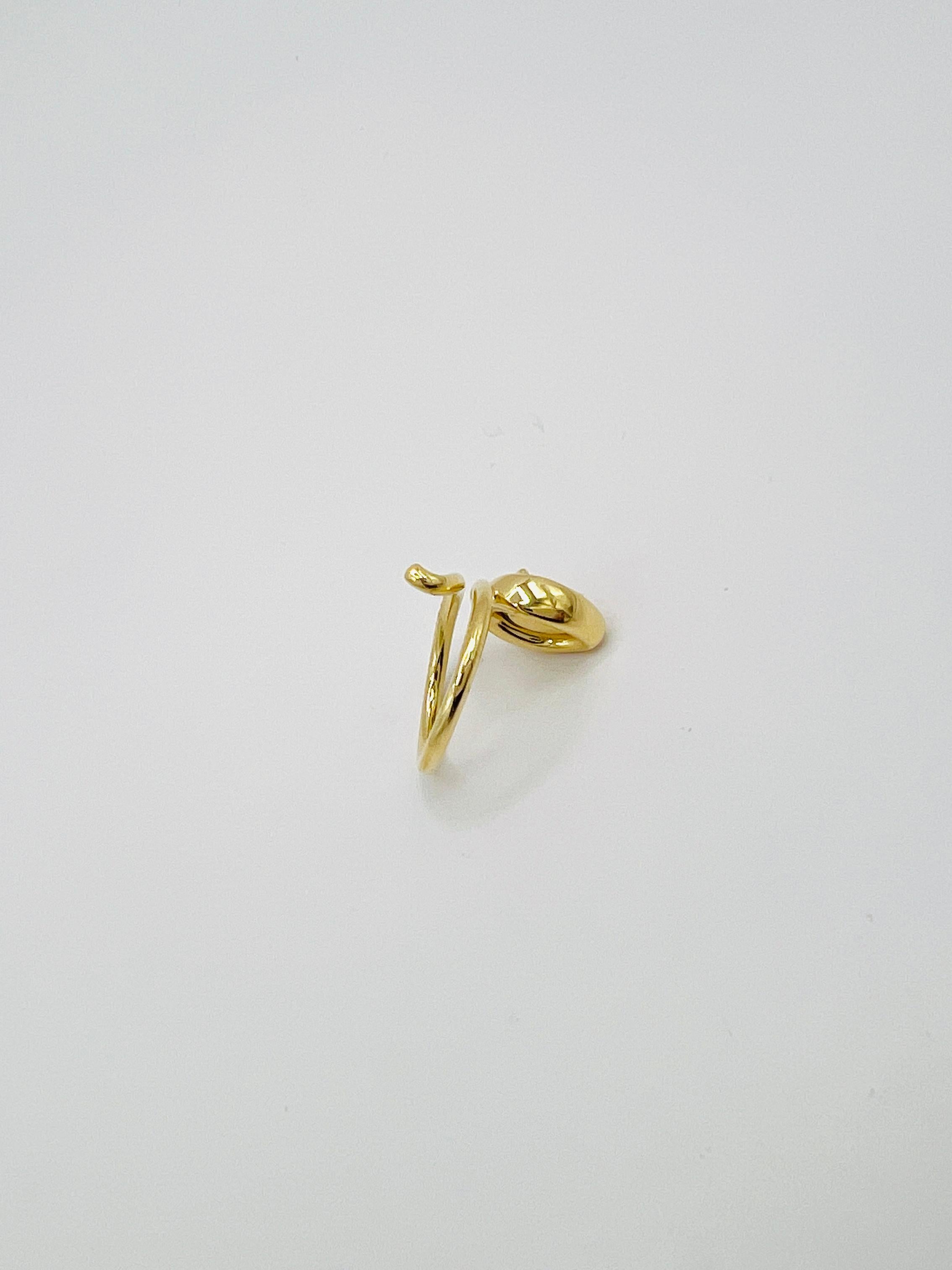 Bague serpent en or jaune 18 carats avec diamant jaune orangé foncé fantaisie en forme de poire, certifié GIA en vente 2