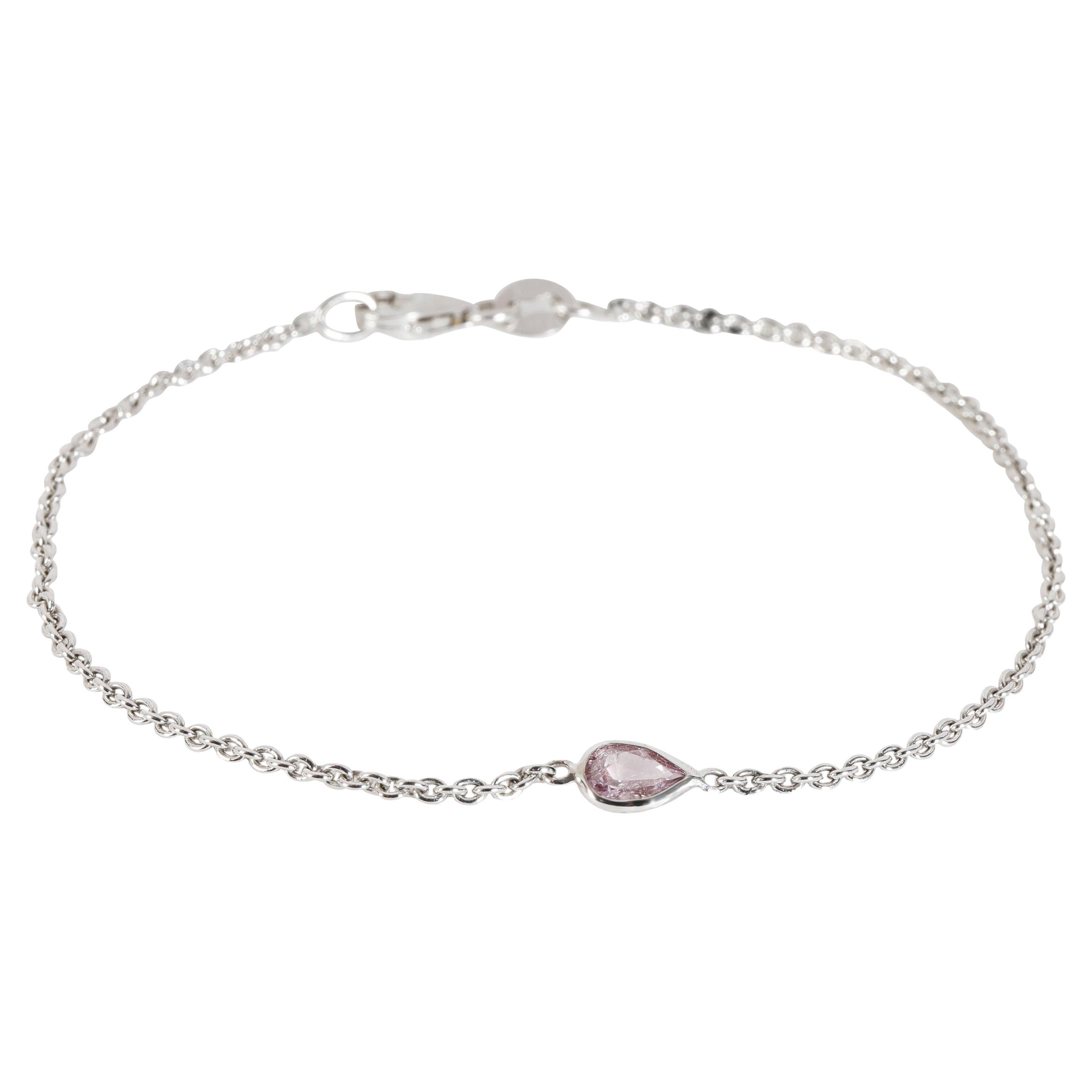 Bracciale con diamanti a pera GIA Fancy Intense Purplish Pink Diamond in oro bianco 14K 0,18 carati