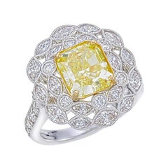 GIA Fancy Intense Yellow zertifiziert 3,50 Karat Radiant Diamantring