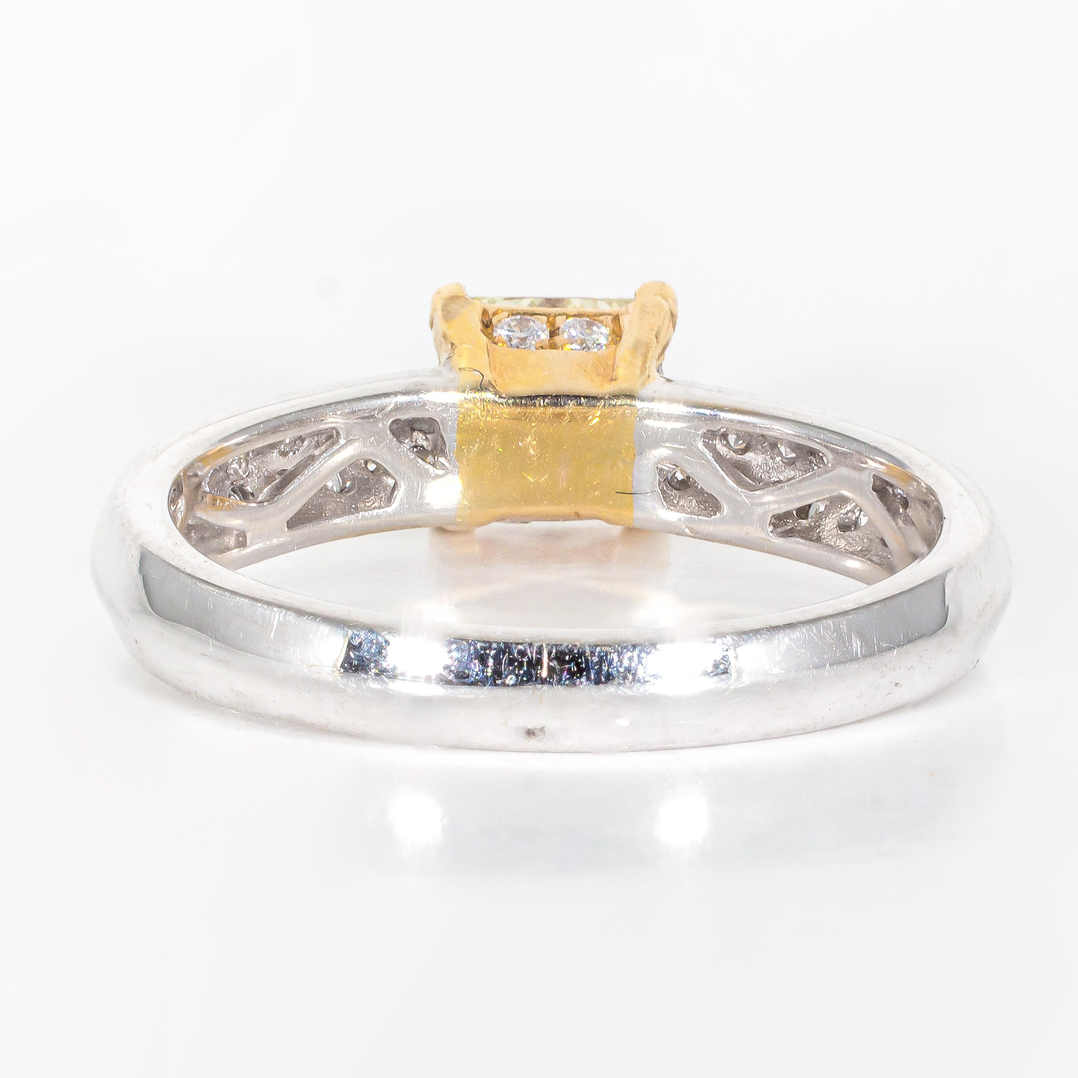 Round Cut GIA Fancy Light Yellow 18 Karat Diamond Ring For Sale