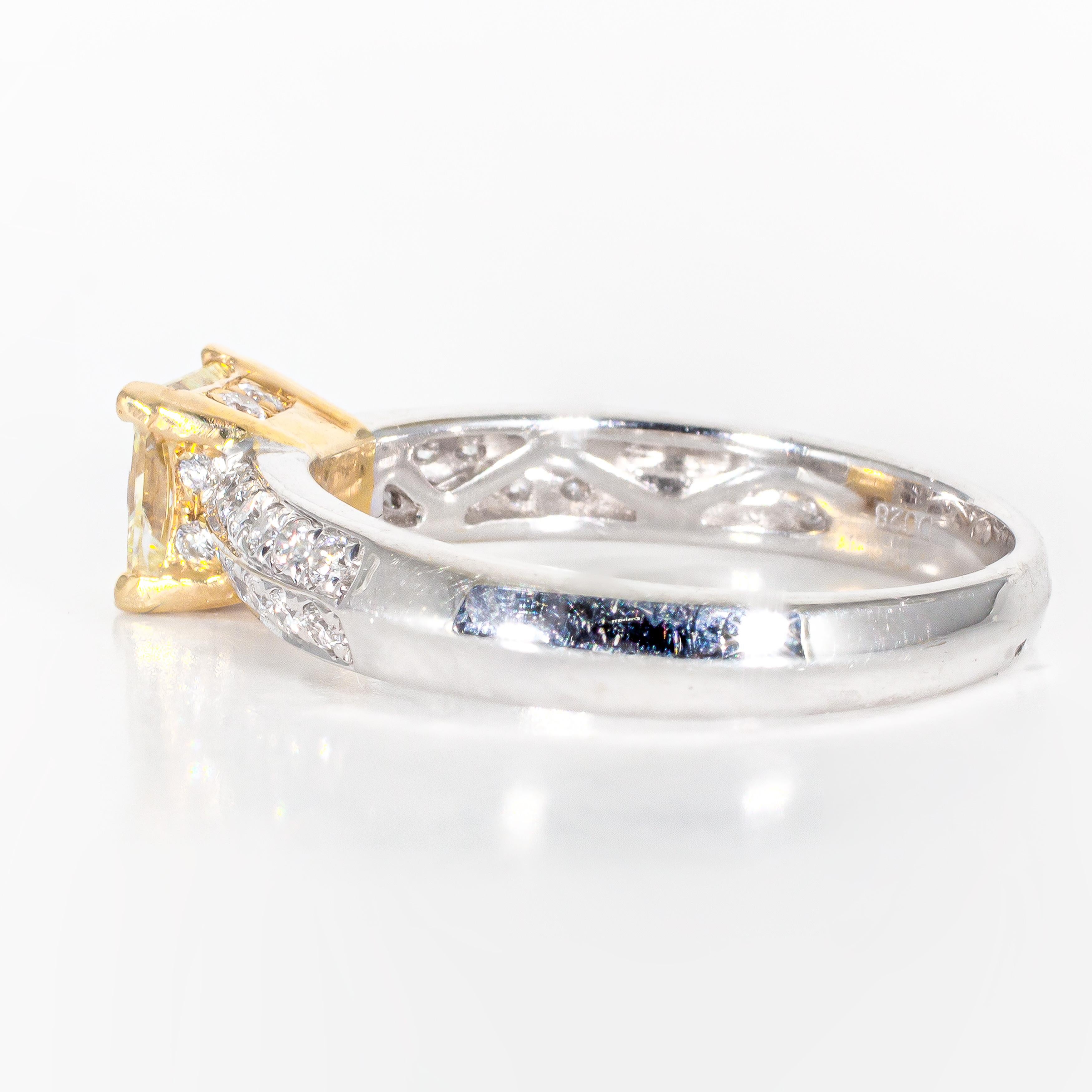 Women's GIA Fancy Light Yellow 18 Karat Diamond Ring For Sale