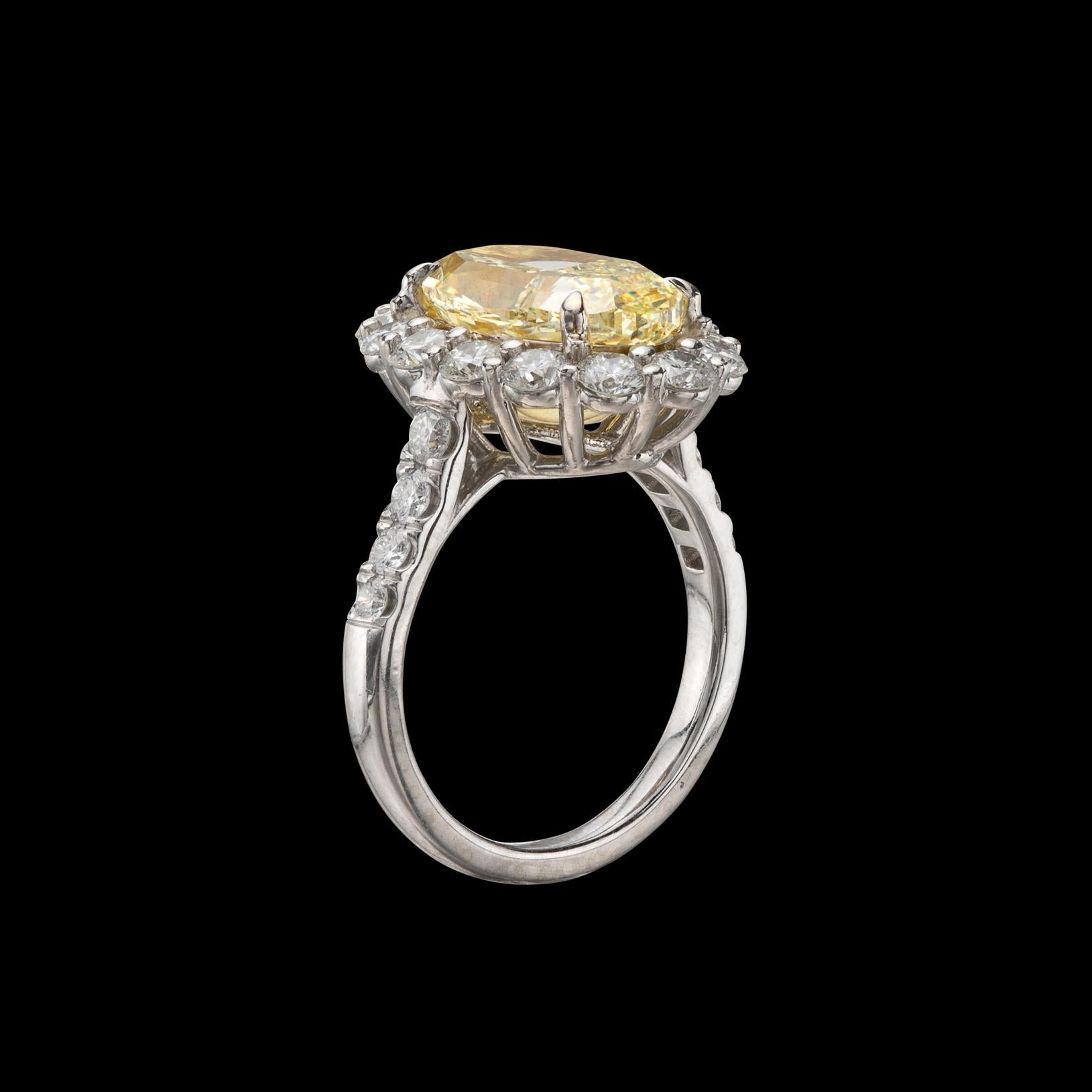 Women's GIA Fancy Light Yellow 4.15-Ct Oval Diamond Ring