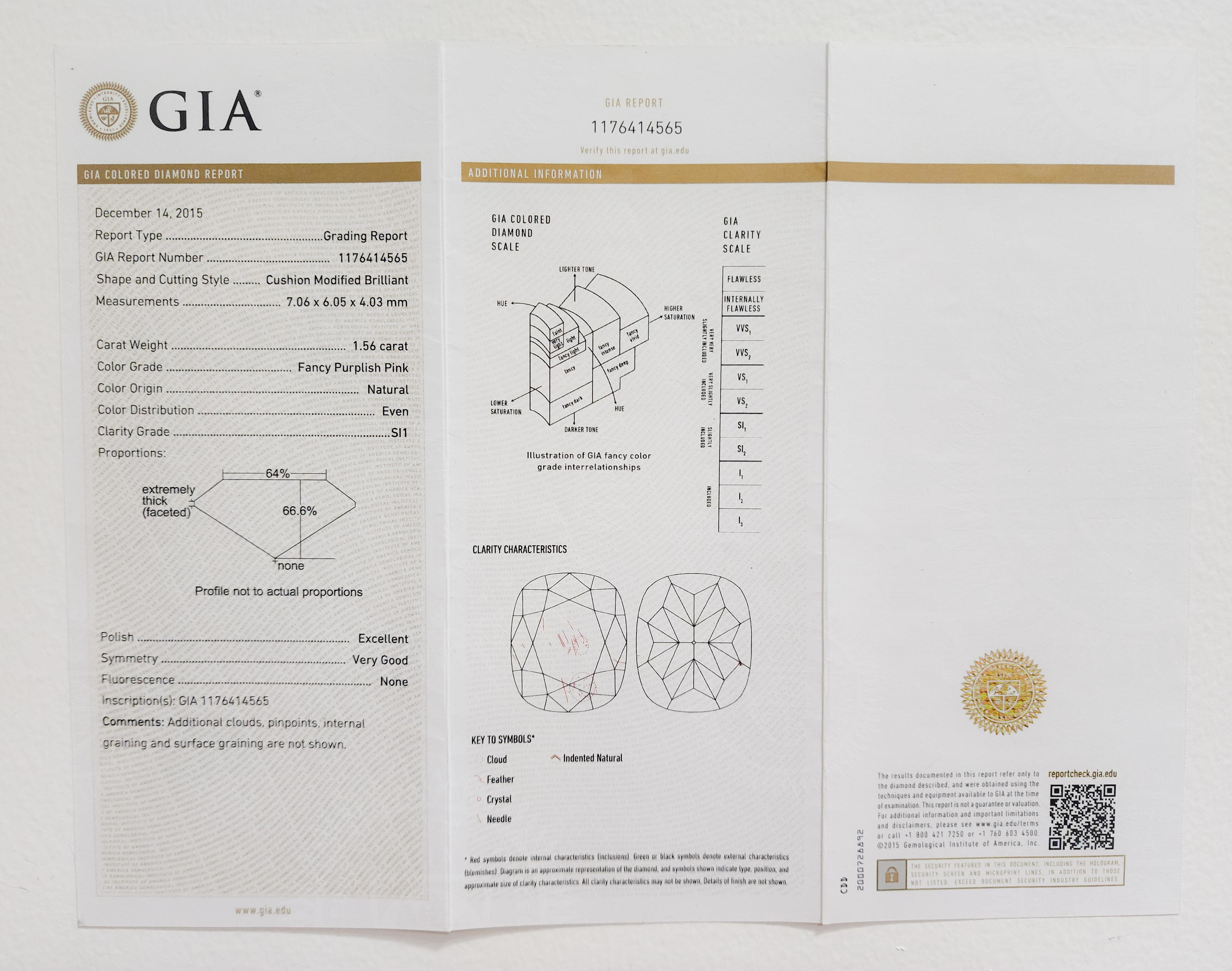 GIA Ring aus Platin und Roségold mit lila rosa Fancy-Diamant im Kissenschliff im Angebot 3