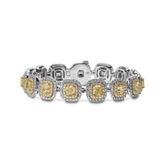 GIA Fancy Yellow Diamond Bracelet 7.5ct 18K White & Yellow Gold