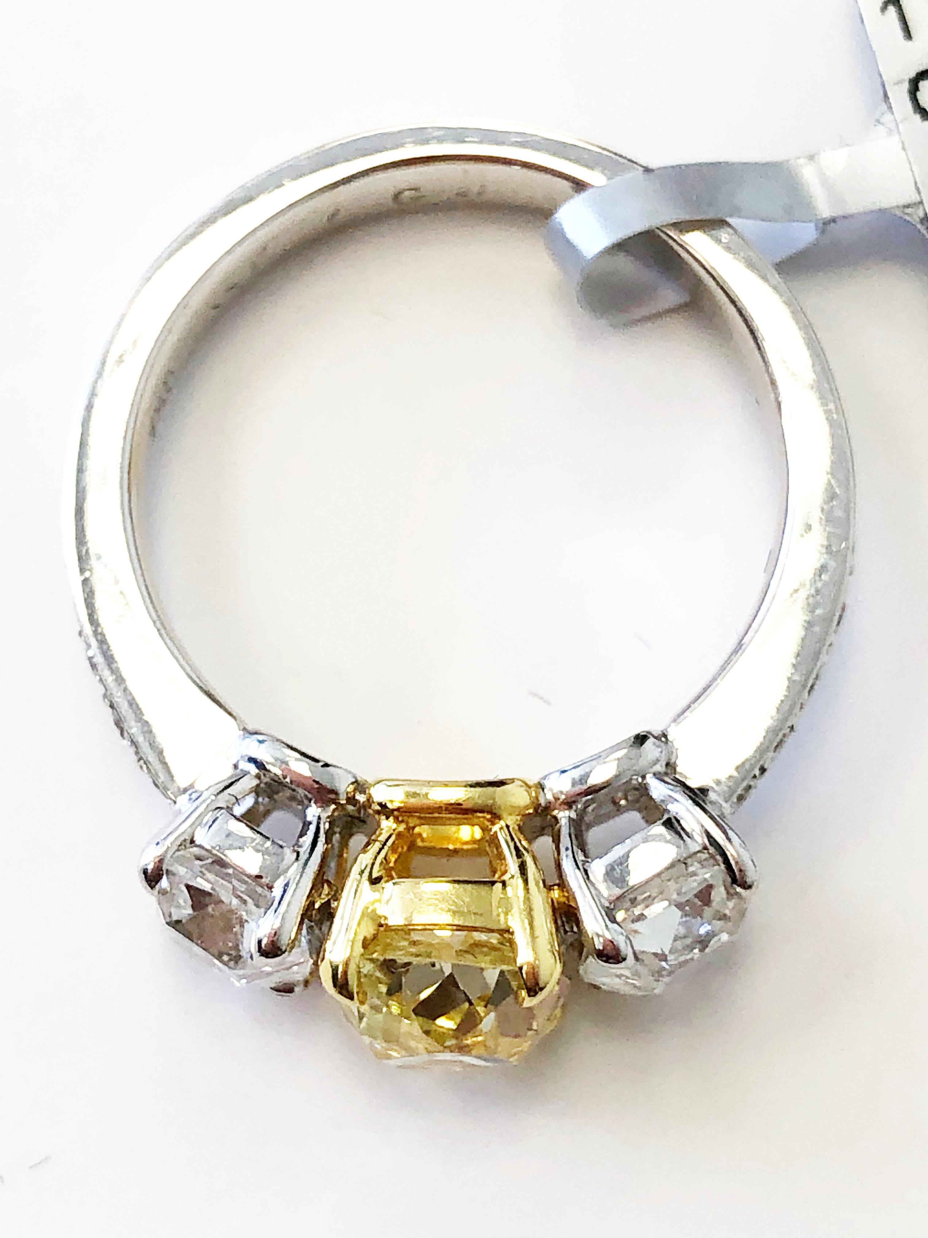 yellow diamond 3 stone ring