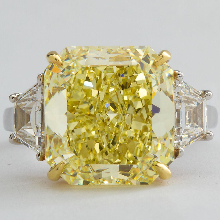 Fancy Yellow Diamond Engagement Ring 7.34 Carat GIA Certified For Sale