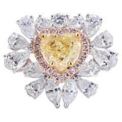 G.I.A Fancy Gelber herzförmiger Diamantring in Herzform 18kt
