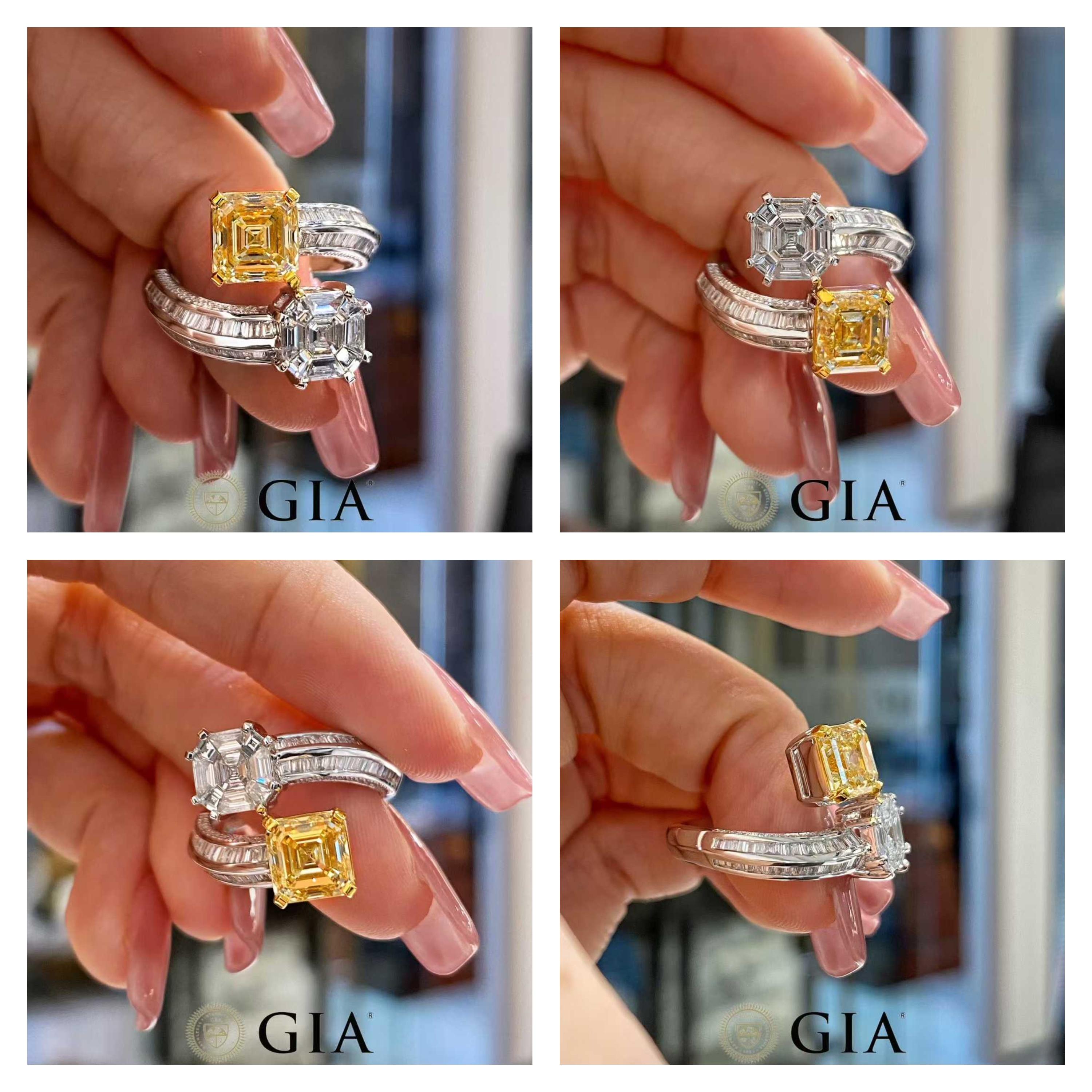 Im Angebot: GIA Fancy Yellow Diamond Toi et Moi Verlobungsring in 18k Weißgold () 2