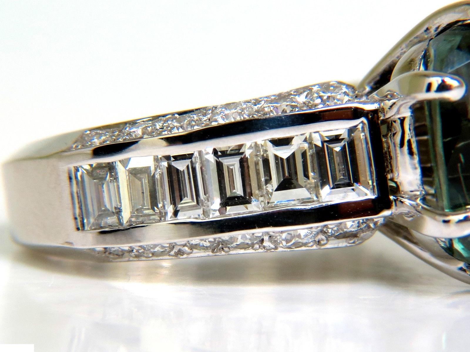 GIA Fine Gem Green 7.60 Carat Natural Chrysoberyl Diamond Ring For Sale 5