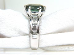 GIA Fine Gem Green 7.60 Carat Natural Chrysoberyl Diamond Ring