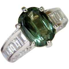 GIA Grüner 7,60 Karat natürlicher Chrysoberyll Diamantring, Edelstein GIA