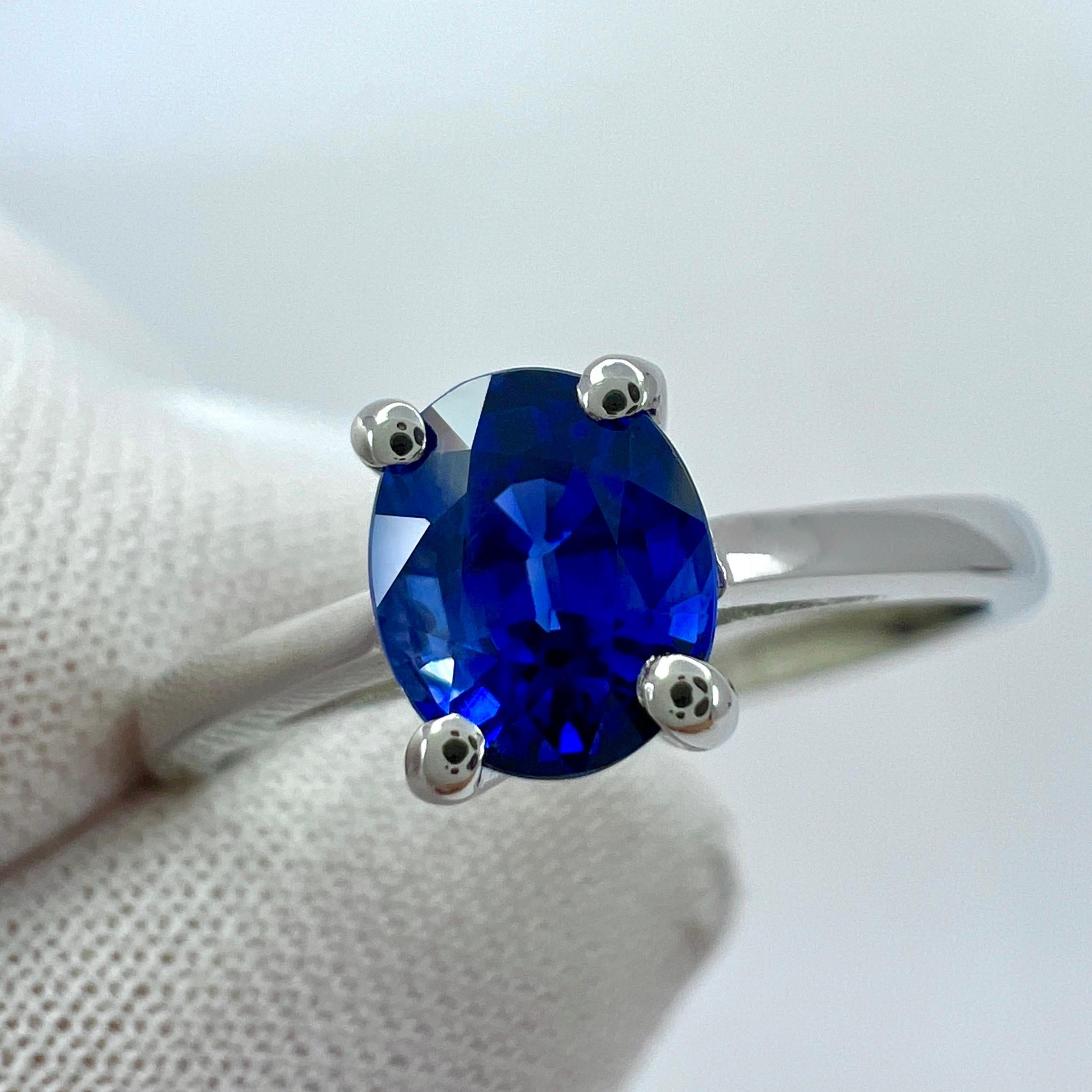 GIA Feiner Vivid Cornflower Blue Ceylon Sapphire Oval Cut Platin Solitär Ring im Zustand „Neu“ im Angebot in Birmingham, GB