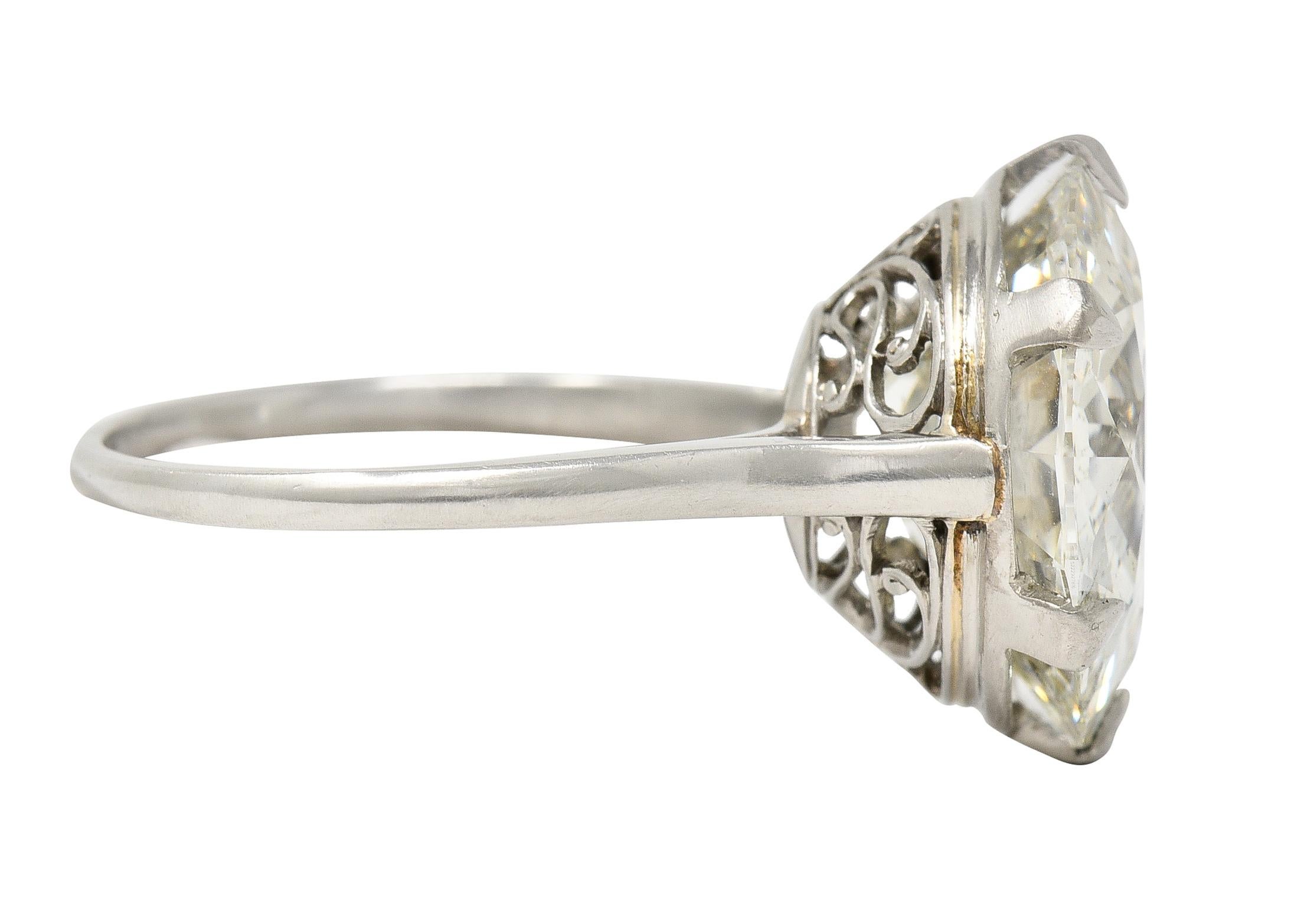 Platin Solitär-Ring, GIA Französisch Art Deco 10,06 Karat Diamant im alteuropäischen Schliff (Art déco)