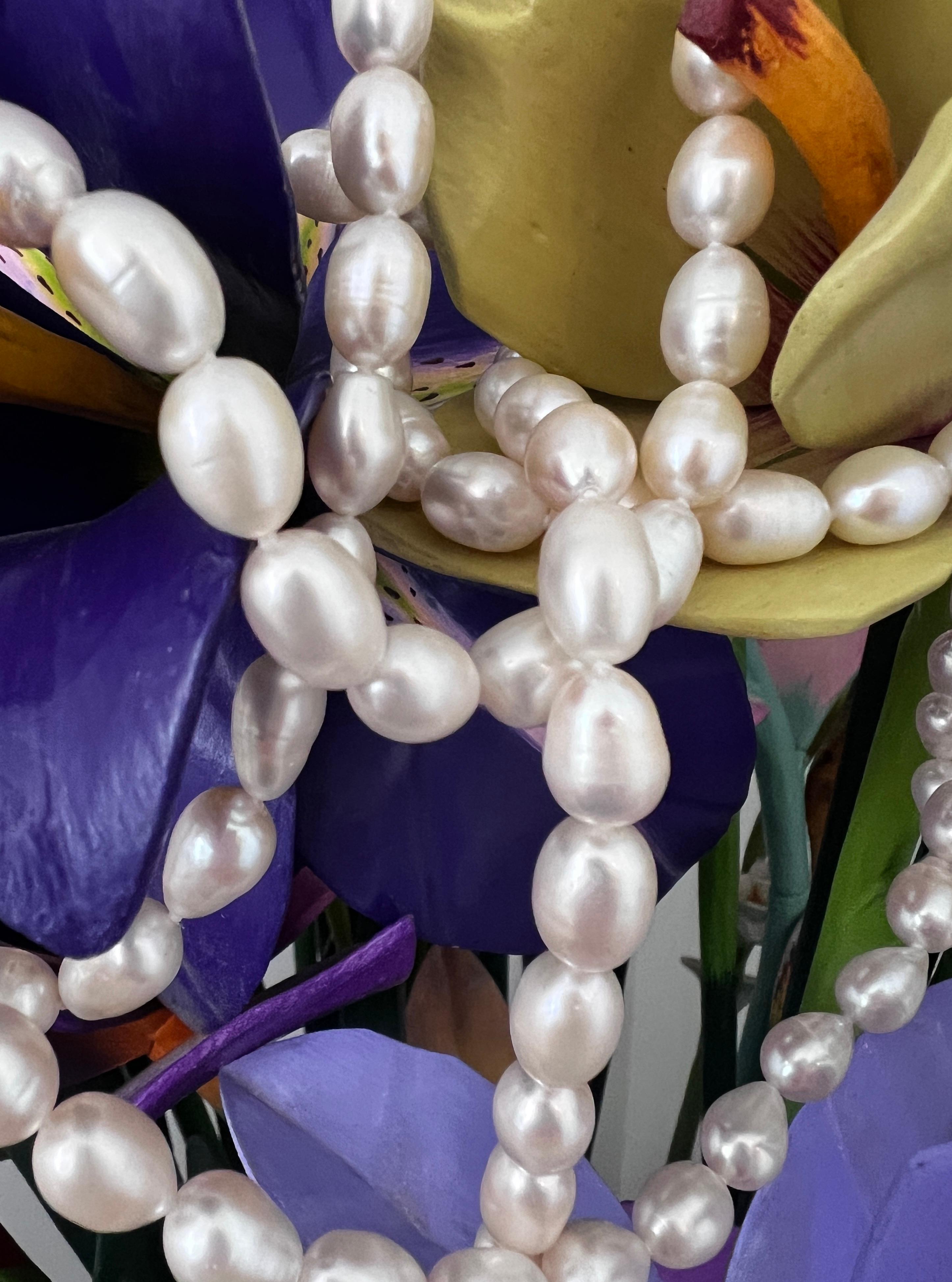 Retro Natural Fresh Water Cultured Pearl Necklace For Sale