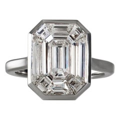 GIA G-SI1 2::25 Karat Smaragd Pie-Cut "Illusion" Diamant Ehering Platin