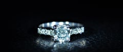 GIA Graded 0.95 Carat Fancy Light Greenish-Blue Diamond Internally Flawless Ring