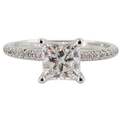 Anillo de compromiso de diamantes talla princesa de 1,03 quilates con calificación GIA
