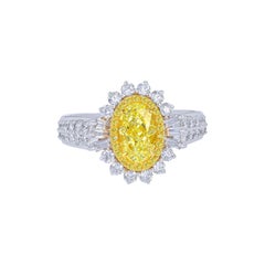 GIA Graded 1.10 Yellow Oval Ring
