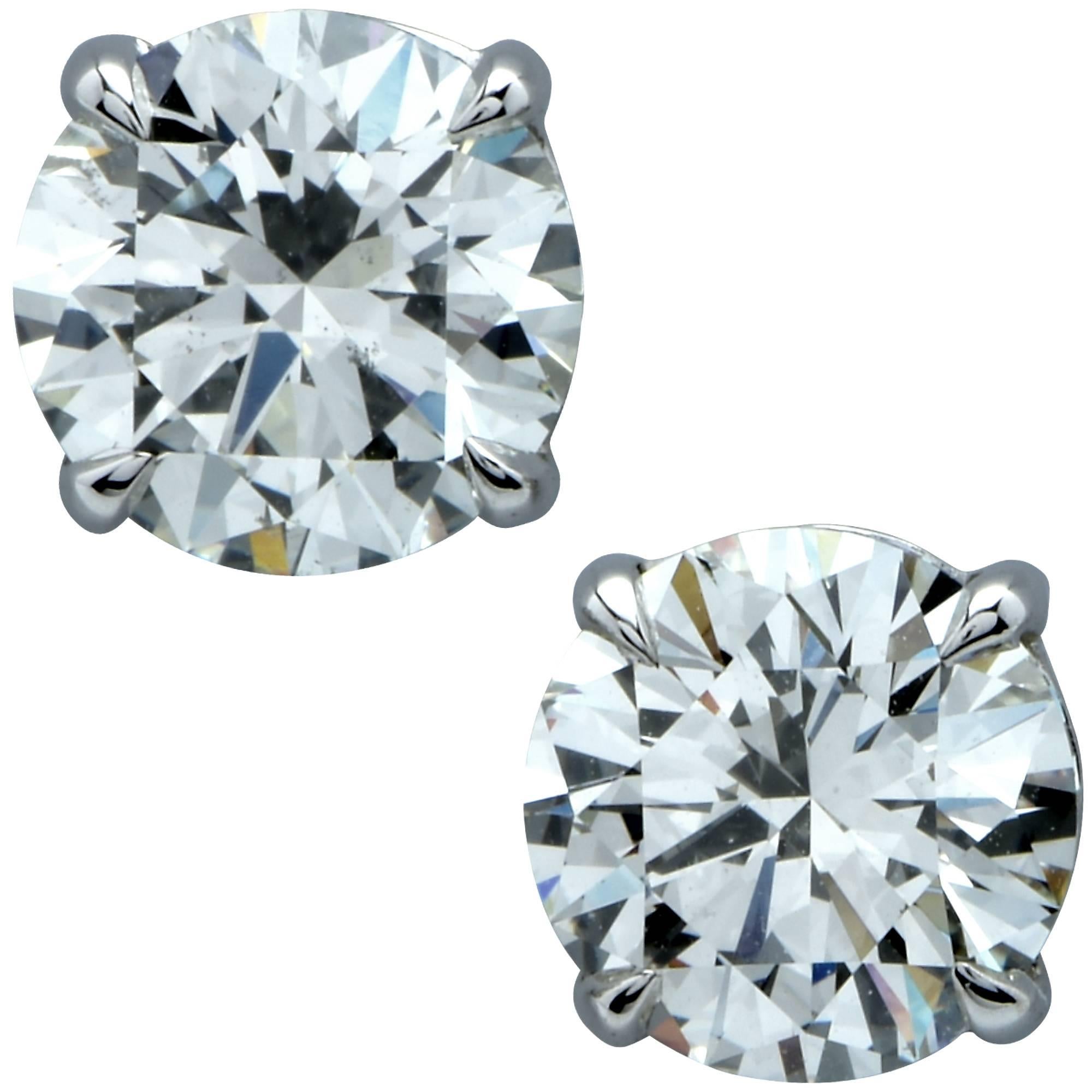 Vivid Diamonds GIA Certified 2.17 Carat Diamond Solitaire Stud Earrings