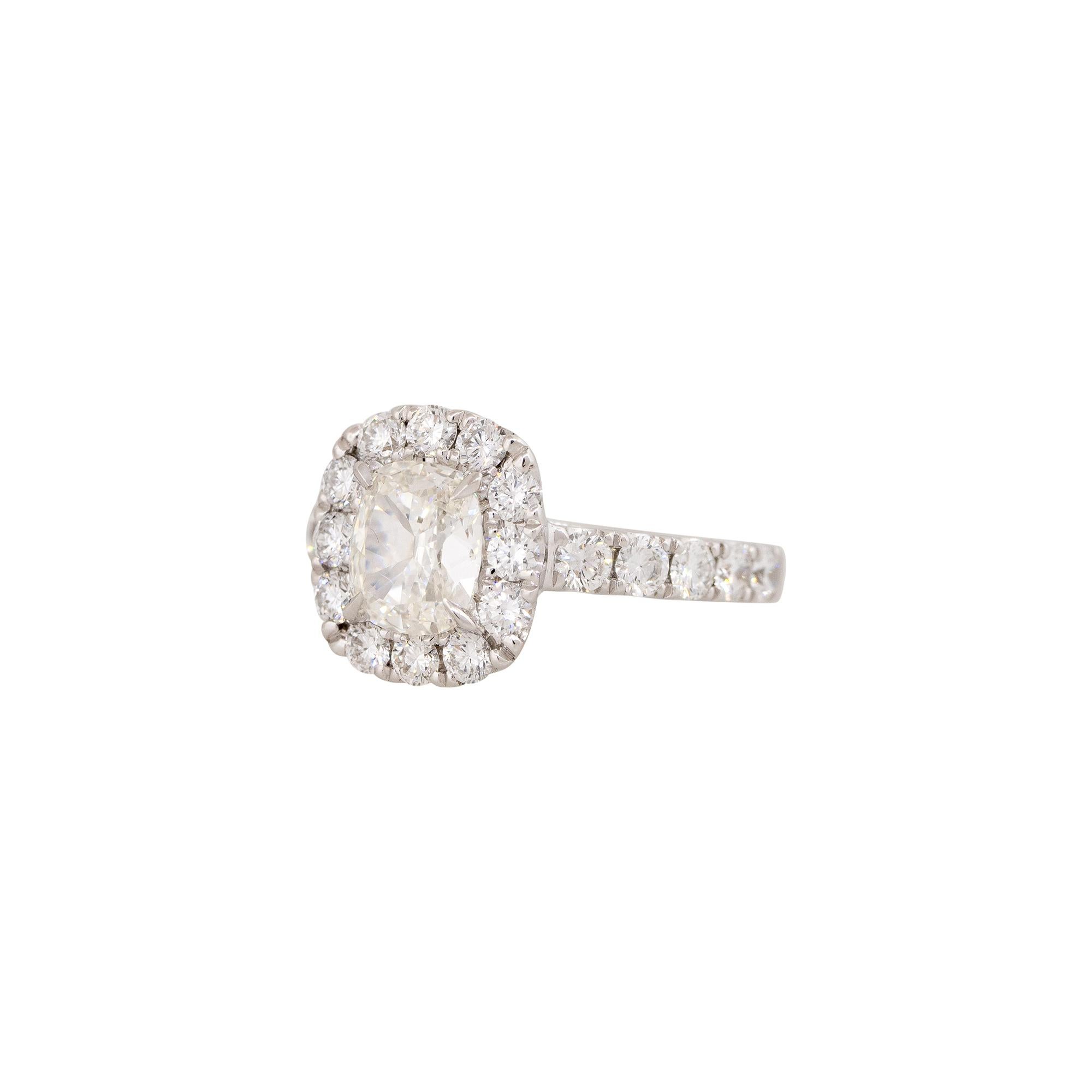 GIA 18k White Gold 2.18ctw Cushion Cut Diamond Engagement Ring

Product: Cushion cut Diamond Engagement Ring
Material: 18k White Gold
GIA Diamond Details: The main Diamond comes with a GIA Certificate, Certificate # 6194856848. The diamond is a