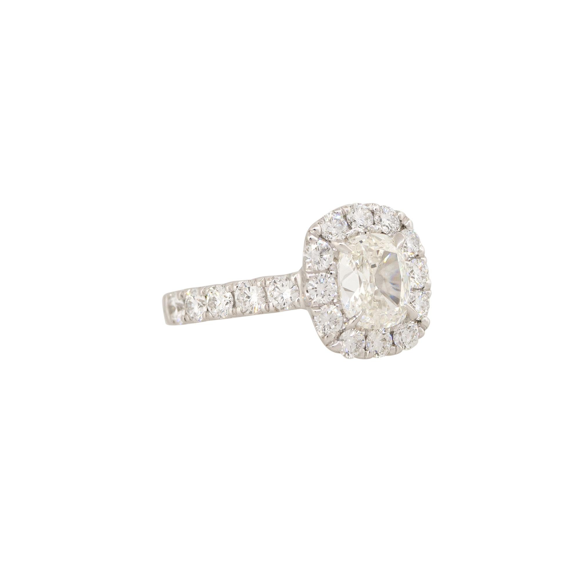 Modern GIA Graded 2.18 Carat Cushion Cut Diamond Engagement Ring 18 Karat In Stock For Sale